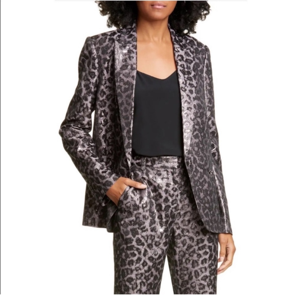 NWT Tanya Taylor Analiese Gunmetal Metallic Blazer 4